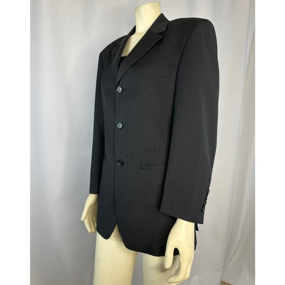 Demantie Super 150's Sport Coat Blazer hand tailored black size S/36 W/30 - Picture 9 of 12